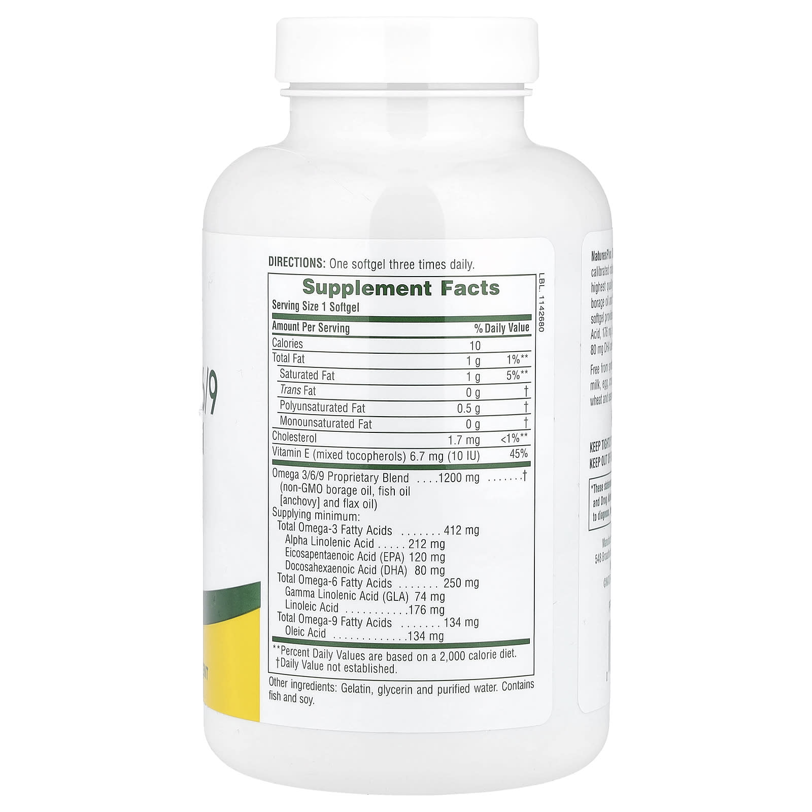 NaturesPlus, Ultra Omega 3/6/9, 120 Softgels - Image 2