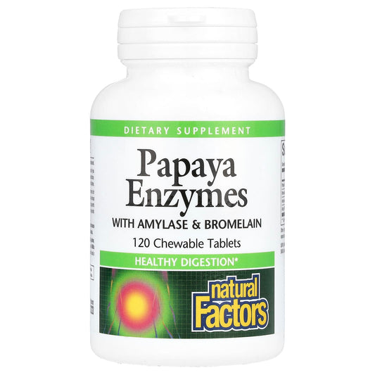 Natural Factors, Papaya Enzymes with Amylase & Bromelain, 120 Chewable Tablets - Image 1