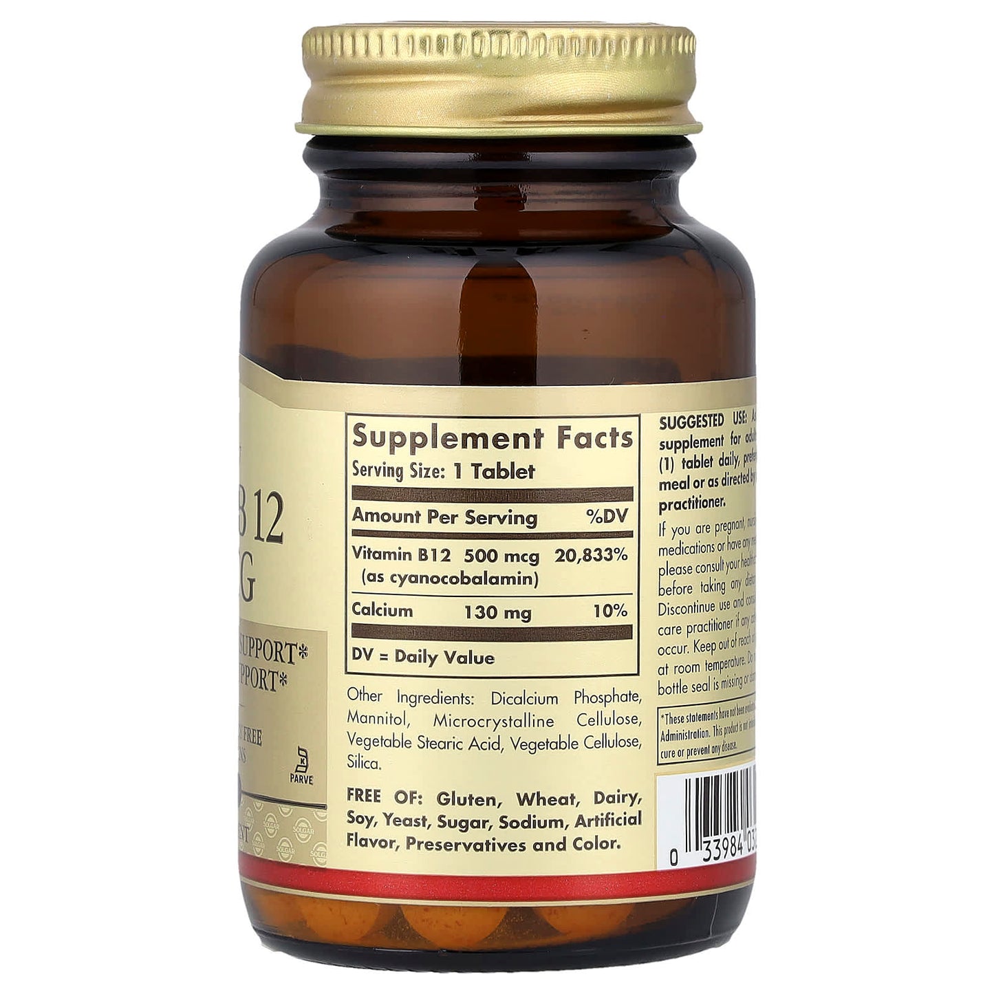 Solgar, Vitamin B12, 500 mcg, 100 Tablets - Image 2