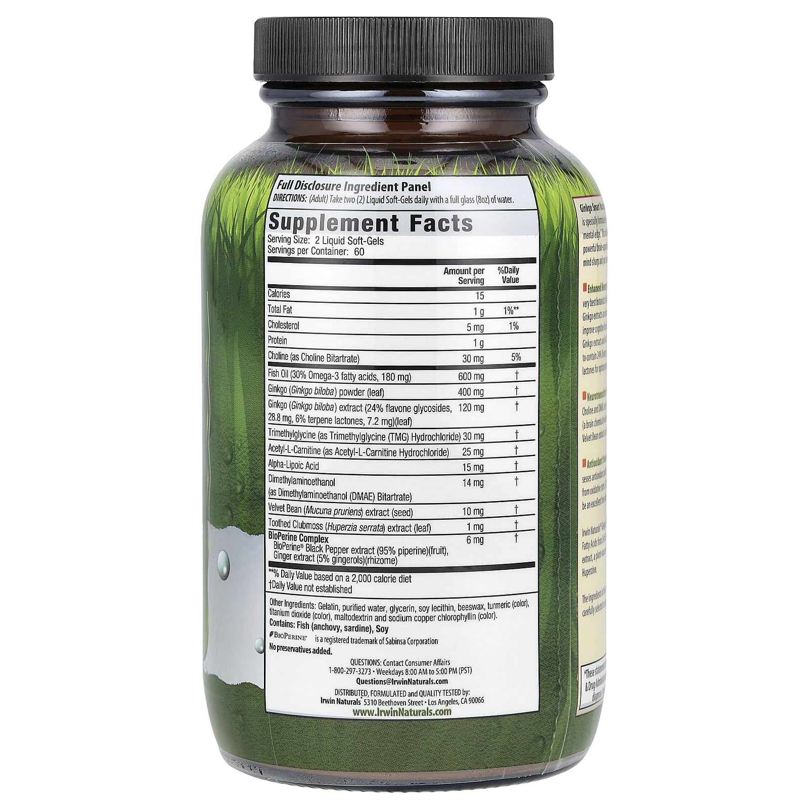 Ginkgo Smart Maximum Focus & Memory Liquid Soft-Gels by Irwin Naturals - Image 2