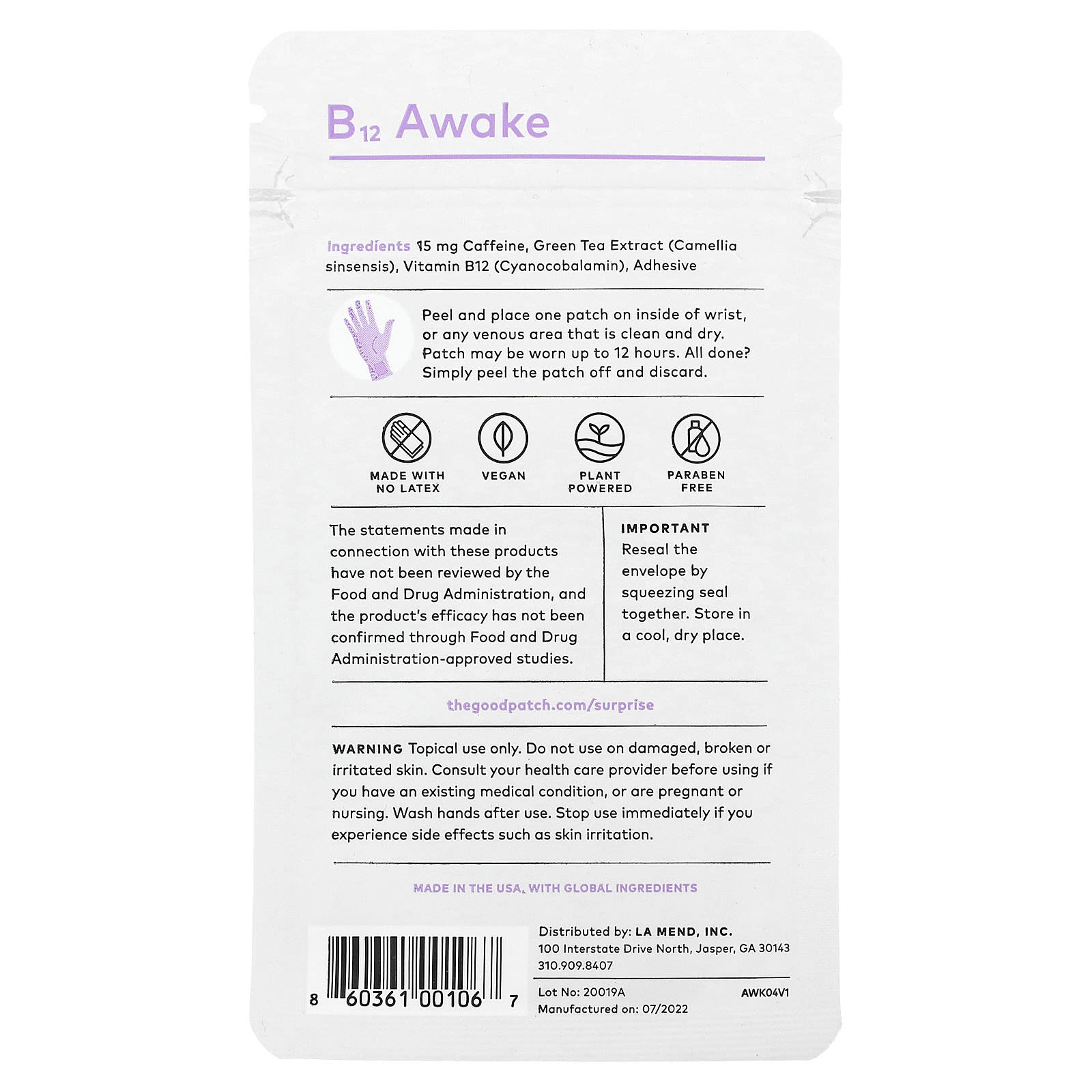 The Good Patch, B12 Awake, 4 Patches - Image 2