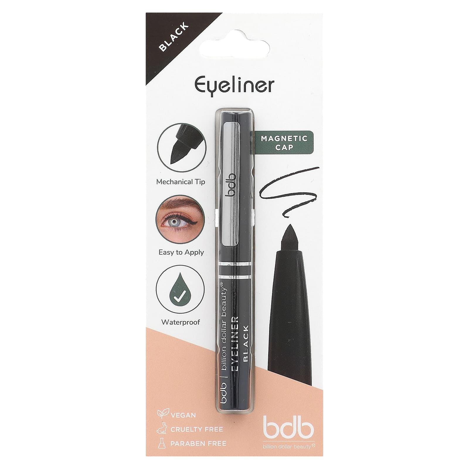 Black Vegan Waterproof Eyeliner by Billion Dollar Beauty - Image 2