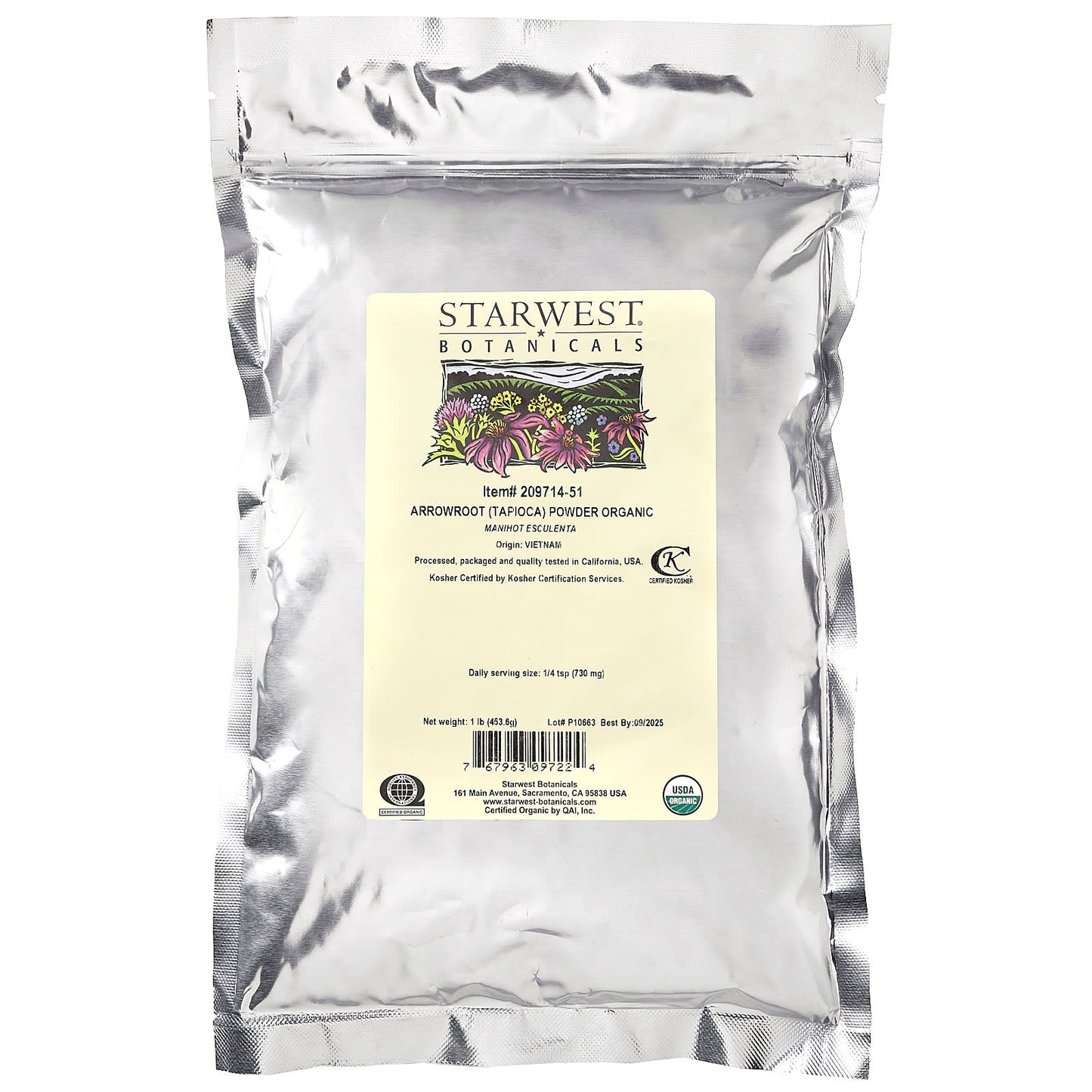 Starwest Botanicals, Organic Arrowroot (Tapioca) Powder, 1 lb (453.6 g) - Image 2