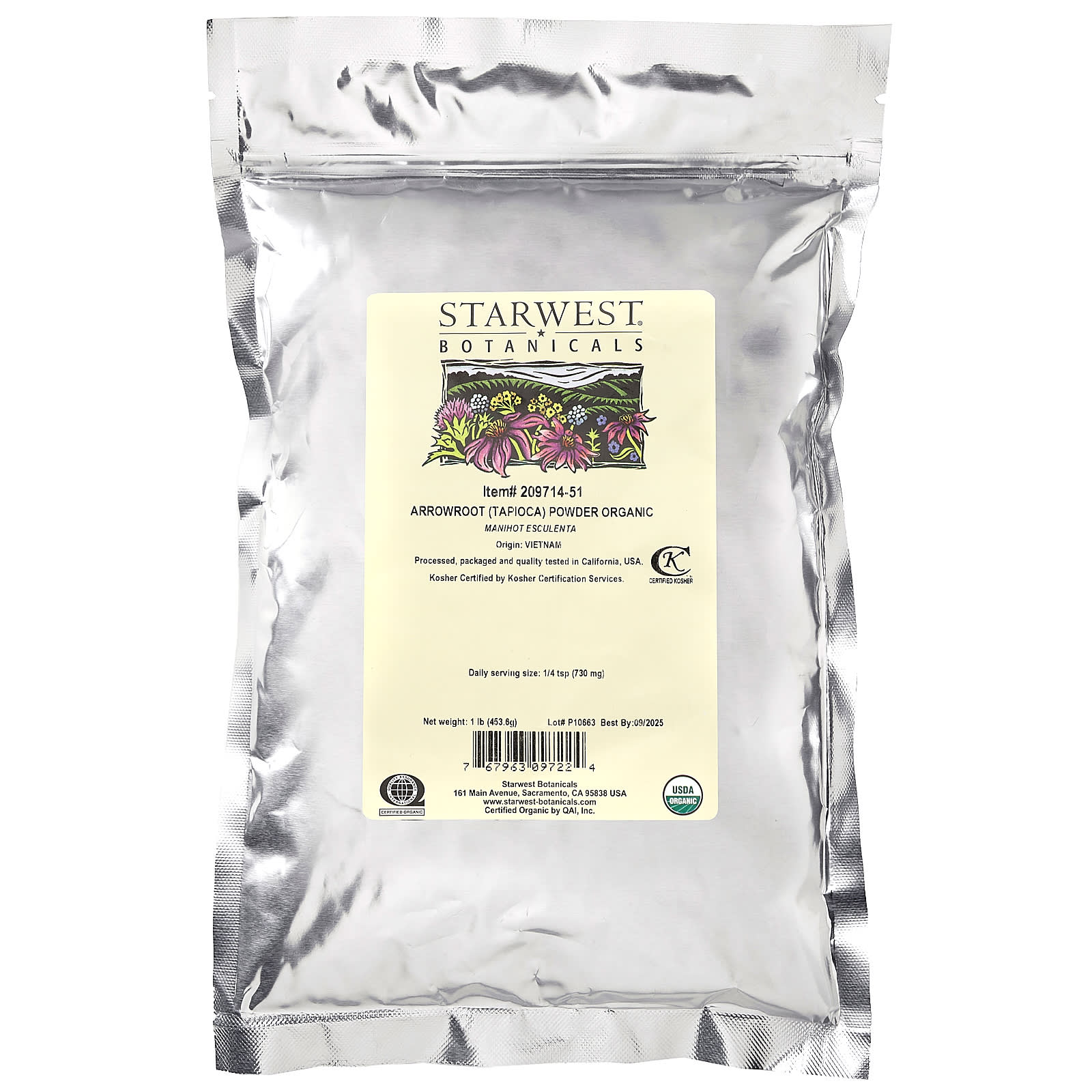 Starwest Botanicals, Organic Arrowroot (Tapioca) Powder, 1 lb (453.6 g) - Image 2