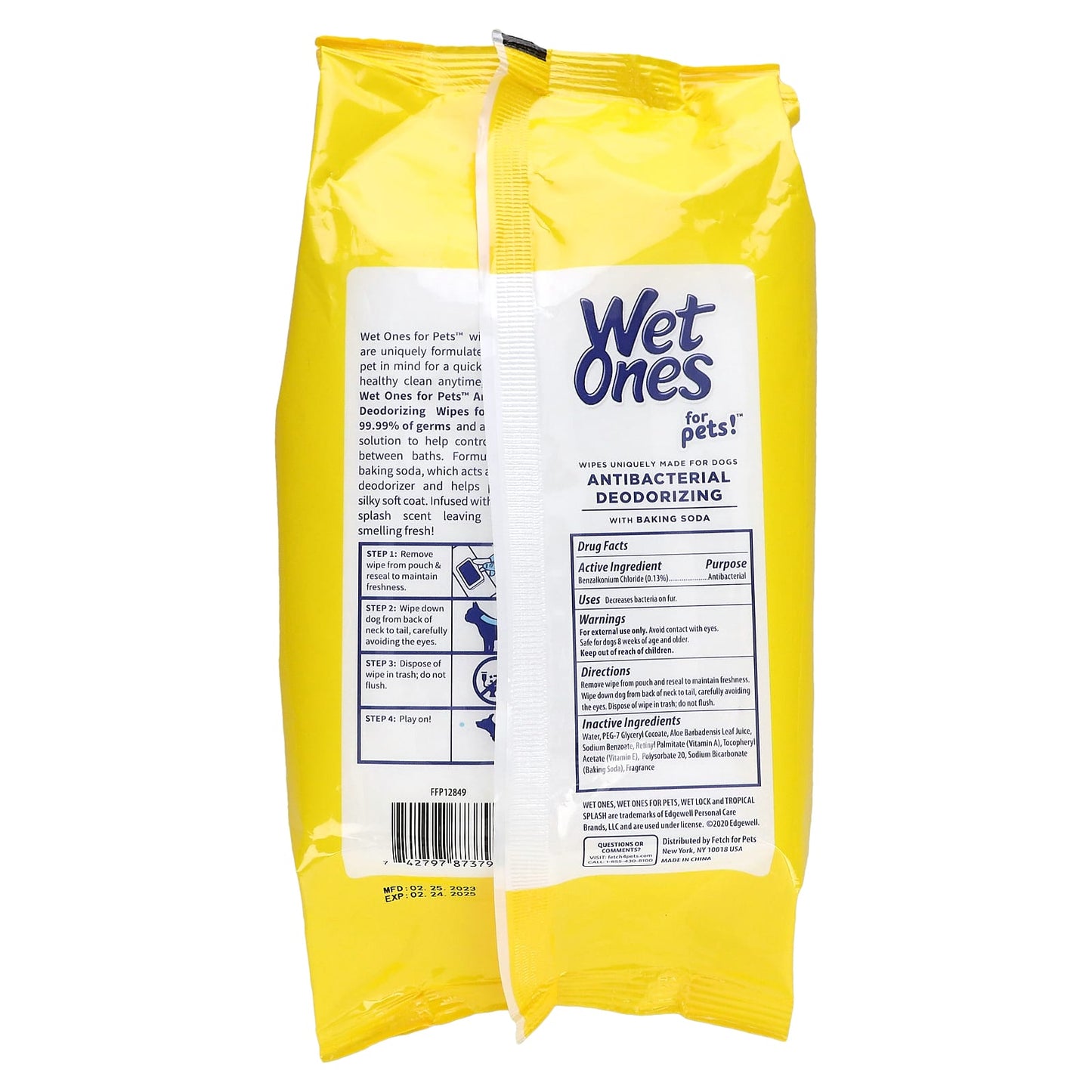 Wet Ones, Antibacterial Deodorizing Wipes with Baking Soda, For Dogs, Tropical Splash, 100 Wipes - Image 2