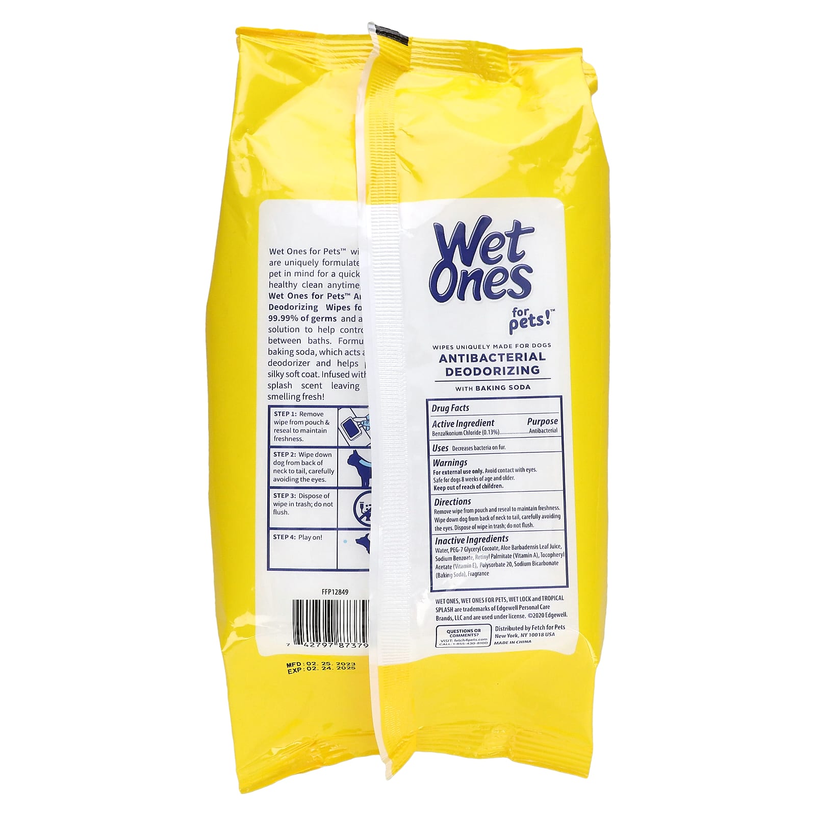 Wet Ones, Antibacterial Deodorizing Wipes with Baking Soda, For Dogs, Tropical Splash, 100 Wipes - Image 2