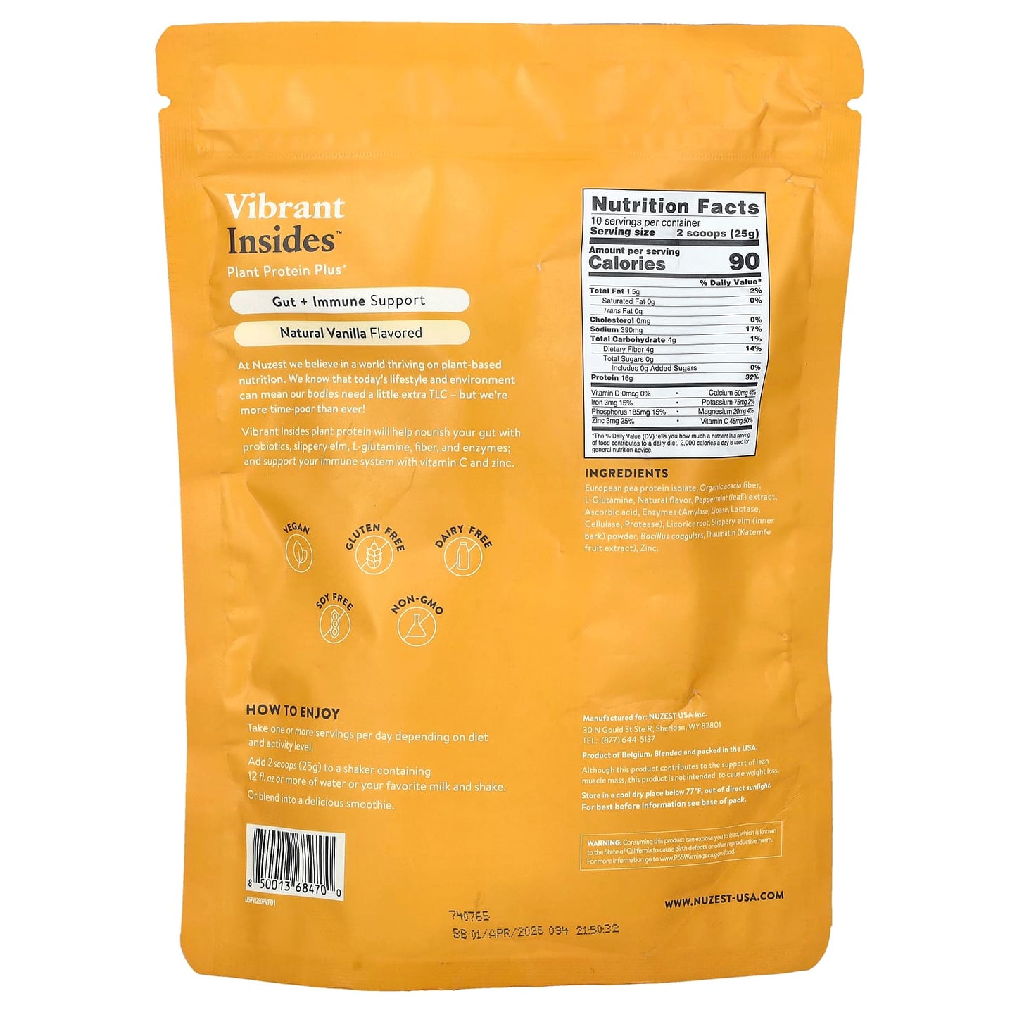 Nuzest, Vibrant Insides™, Plant Protein Plus+, Natural Vanilla, 8.8 oz (250 g) - Image 2