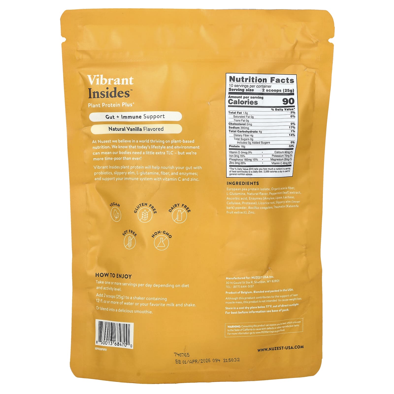 Nuzest, Vibrant Insides™, Plant Protein Plus+, Natural Vanilla, 8.8 oz (250 g) - Image 2