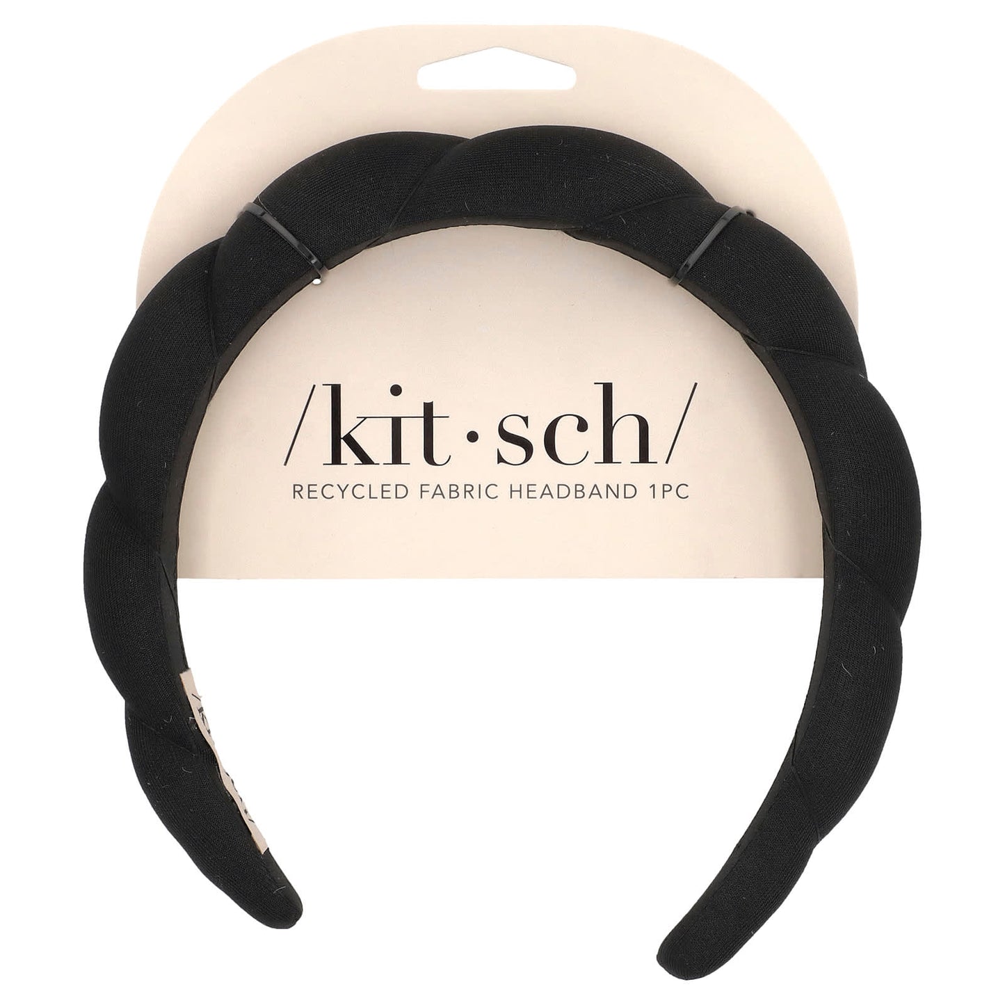 Kitsch, Recycled Fabric Puffy Headband, Black, 1 Headband - Image 1
