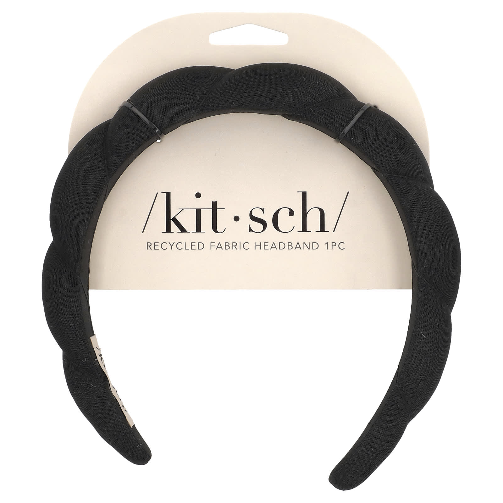 Kitsch, Recycled Fabric Puffy Headband, Black, 1 Headband - Image 1