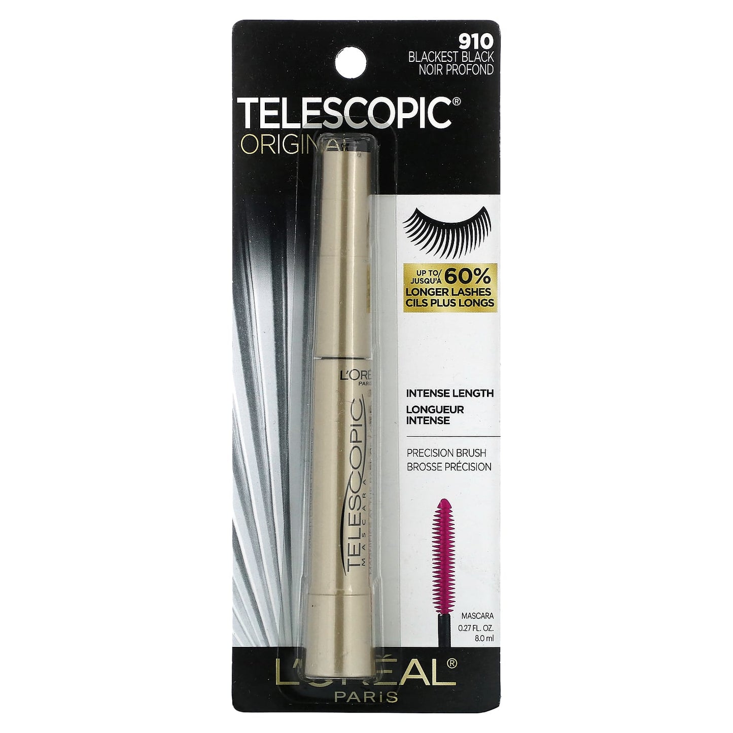 L'Oréal, Telescopic® Original Mascara, 910 Blackest Black, 0.27 fl oz (8 ml) - Image 2