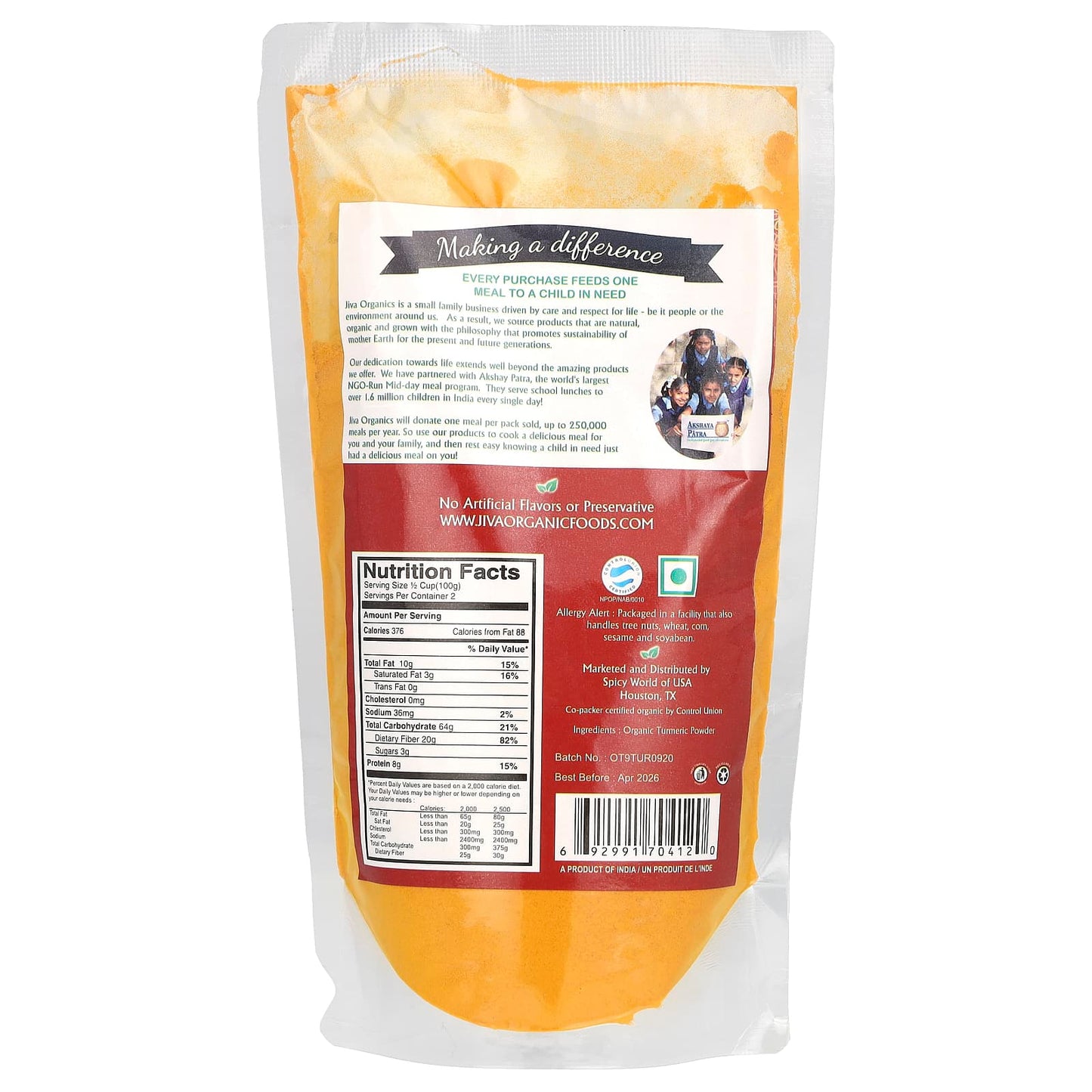 Jiva Organics USDA Organic Turmeric Powder - 200g - Image 2