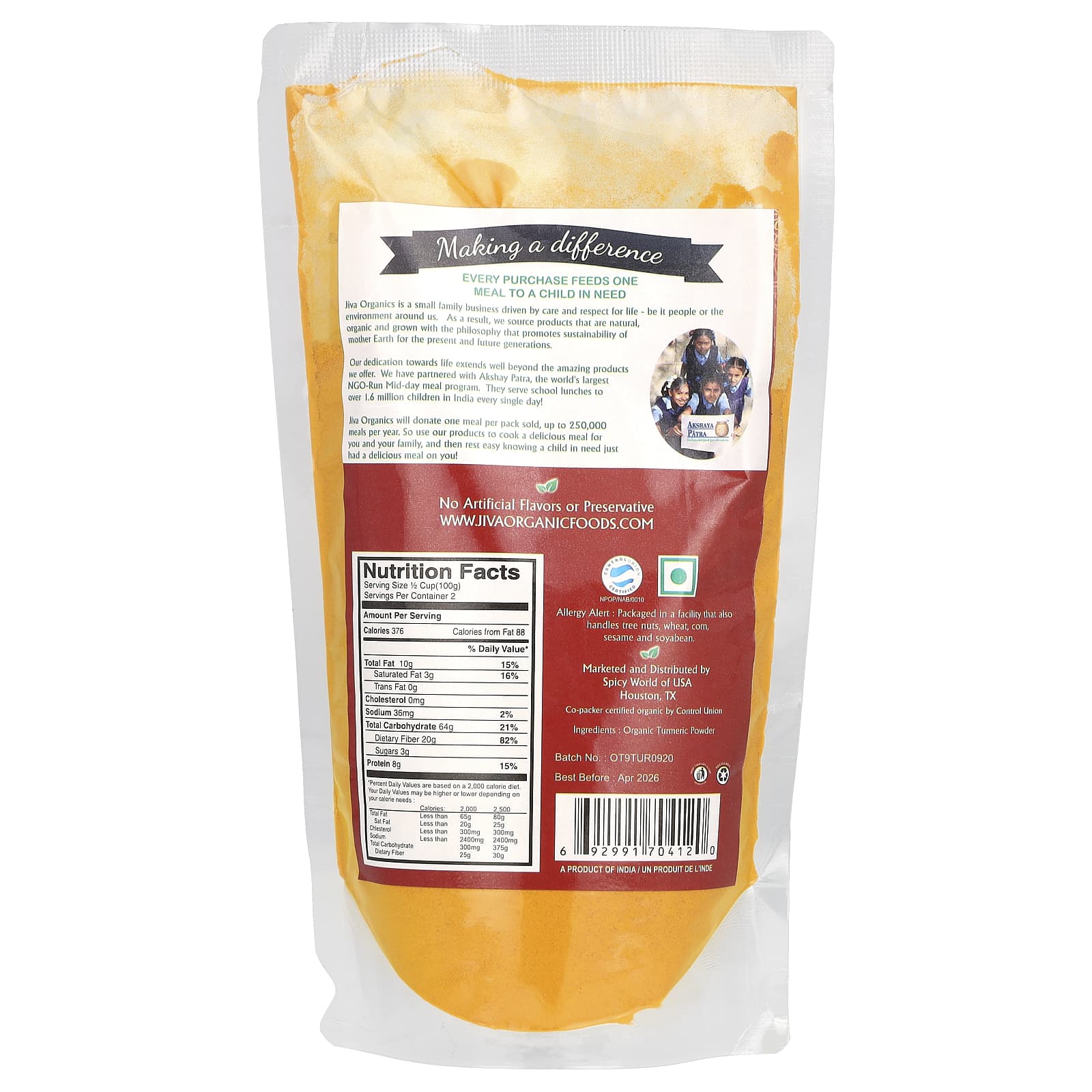 Jiva Organics USDA Organic Turmeric Powder - 200g - Image 2