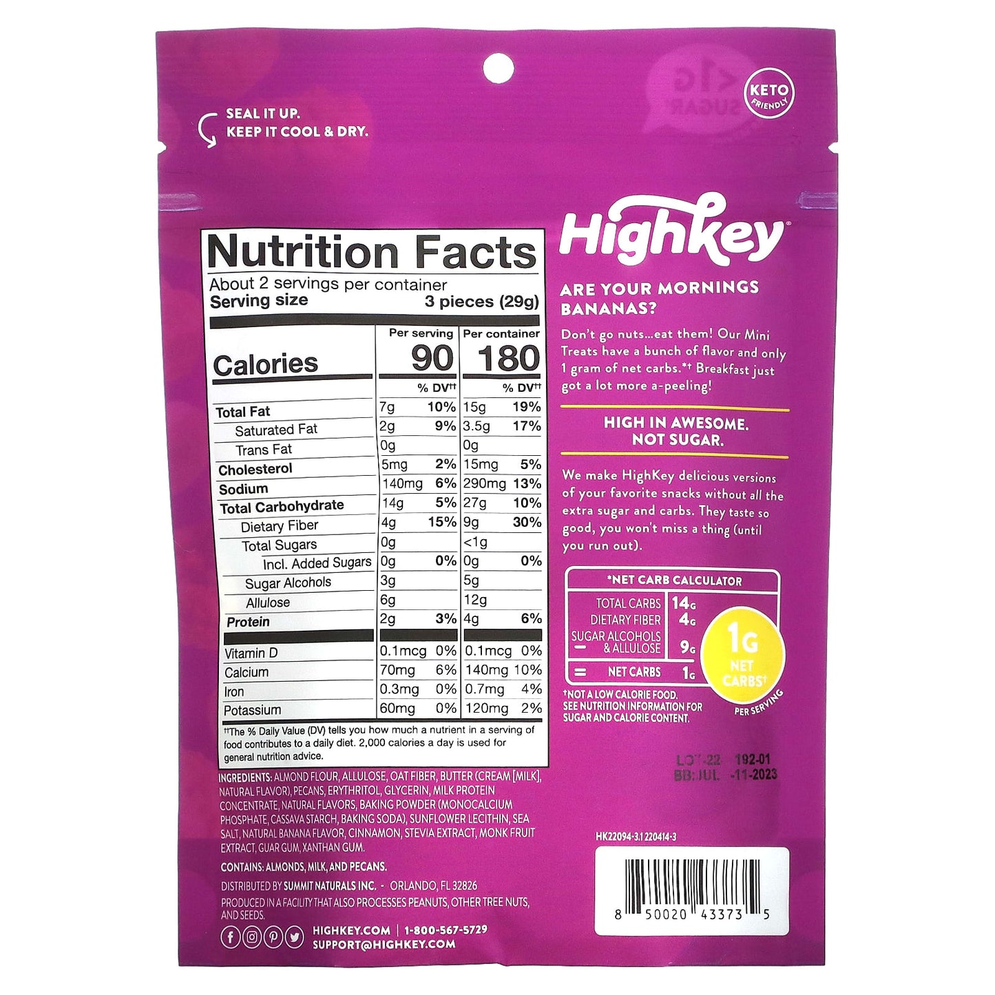 Soft Baked Banana Nut Muffin Mini Treats by HighKey (2 oz, 57g, 1g Net Carb, Keto Friendly) - Image 2