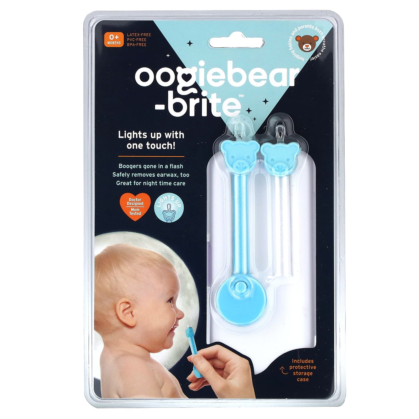 oogiebear, Brite, Baby Booger Remover, Nighttime LED Light, 0+ Months, 3 Piece Kit - Image 1