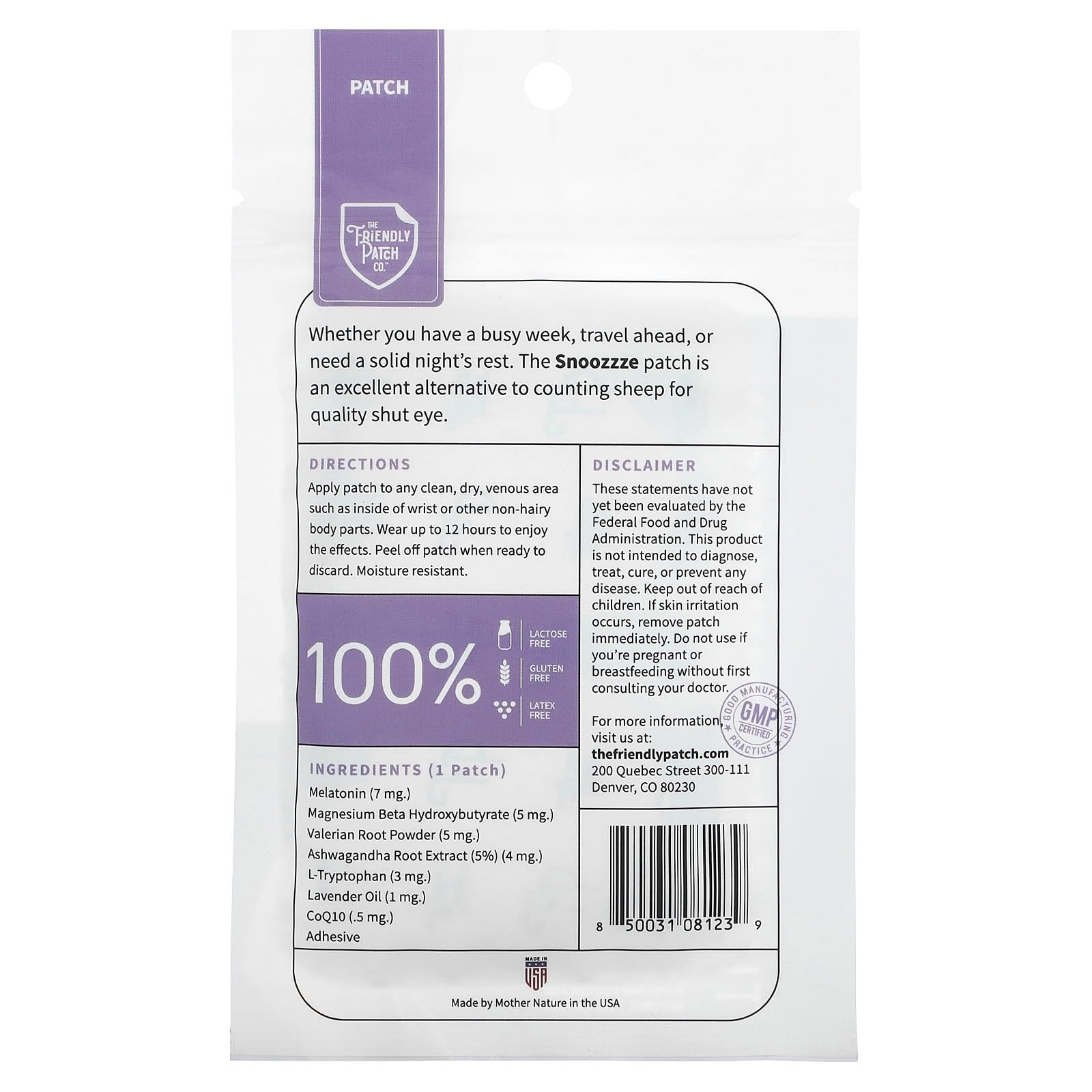 The Friendly Patch, Snoozzze, Melatonin Sleep Patch, 8 Patches - Image 2