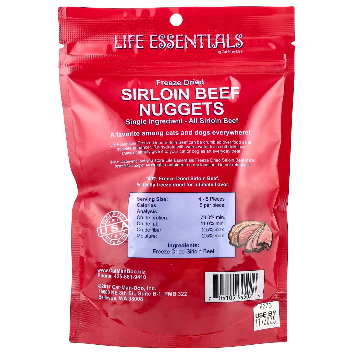 Nourishing Freeze-Dried Sirloin Beef Nuggets for Cats & Dogs by Cat-Man-Doo - Image 2