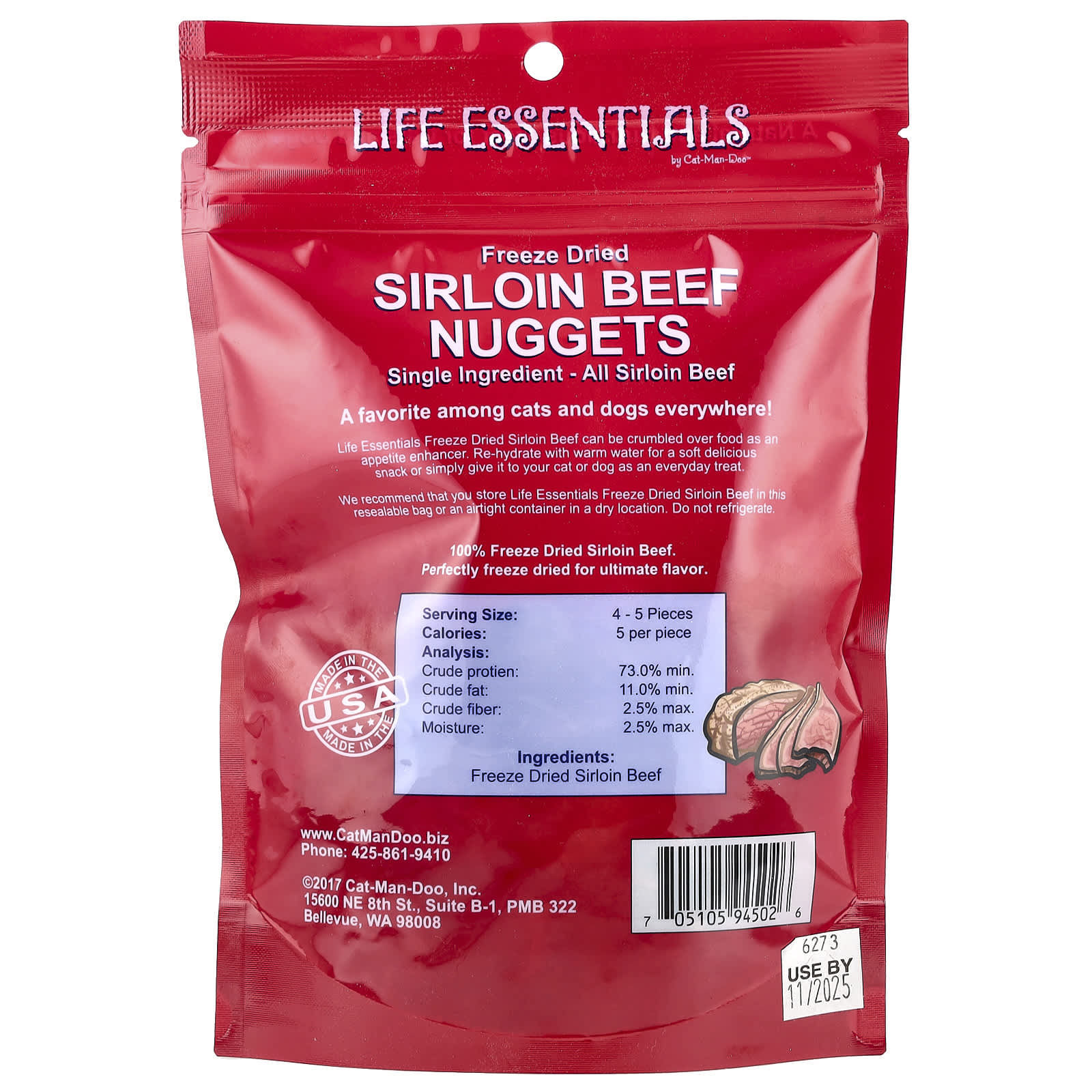 Nourishing Freeze-Dried Sirloin Beef Nuggets for Cats & Dogs by Cat-Man-Doo - Image 2