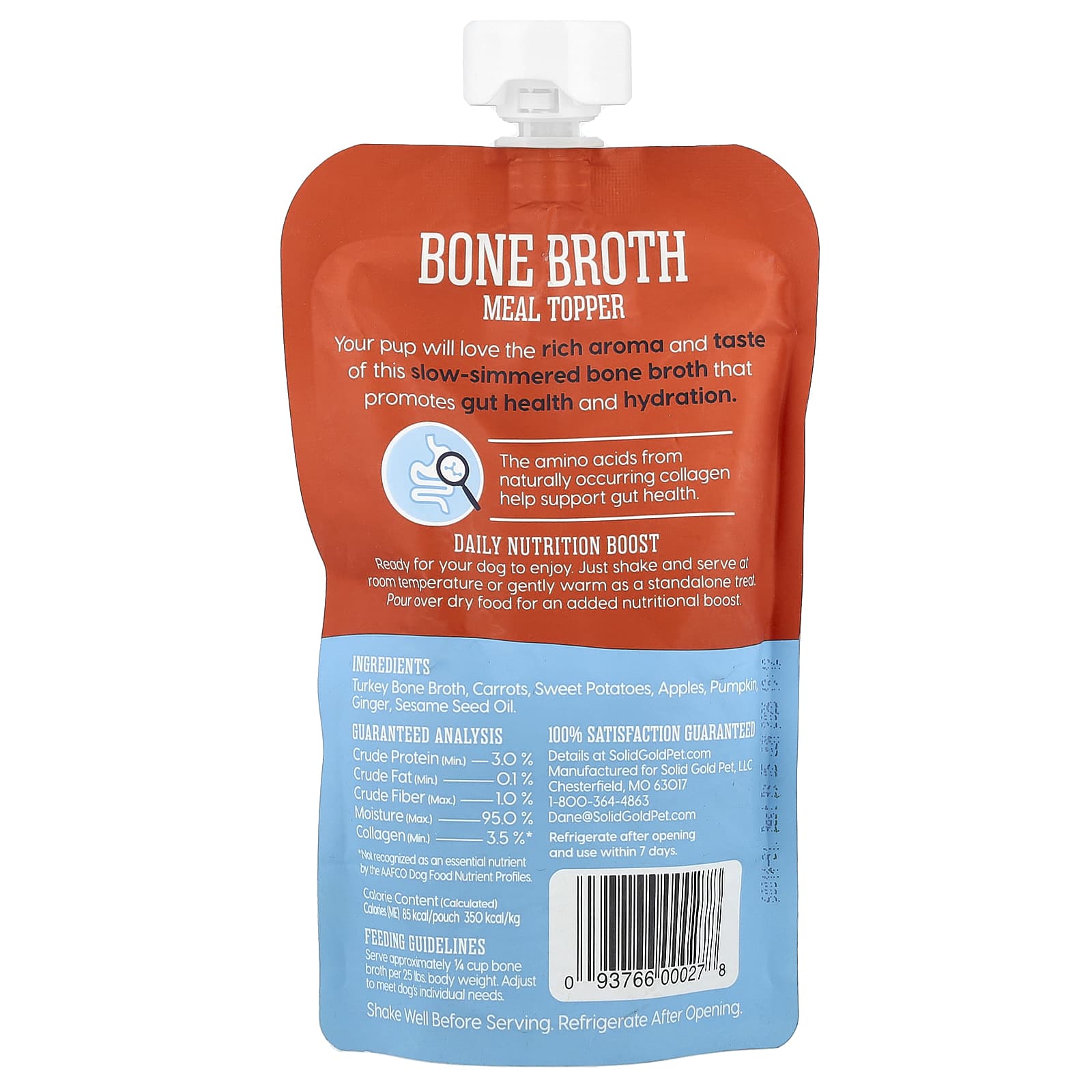 Solid Gold, Bone Broth Meal Topper, For Dogs, All Ages, Turkey Bone Broth With Pumpkin & Ginger, 8 oz (226 g) - Image 2