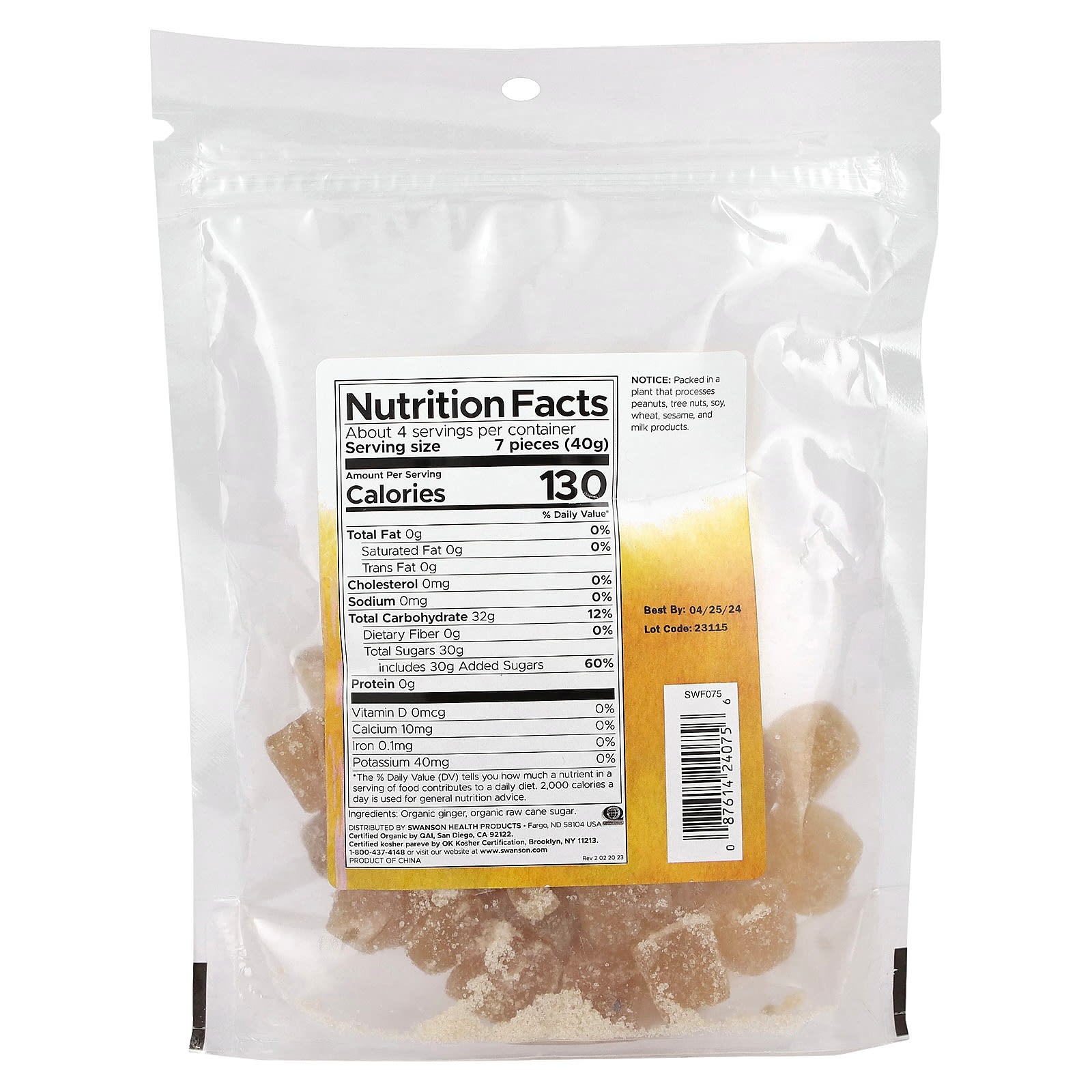 Swanson, Certified Organic Crystallized Ginger, 6 oz (170 g) - Image 2