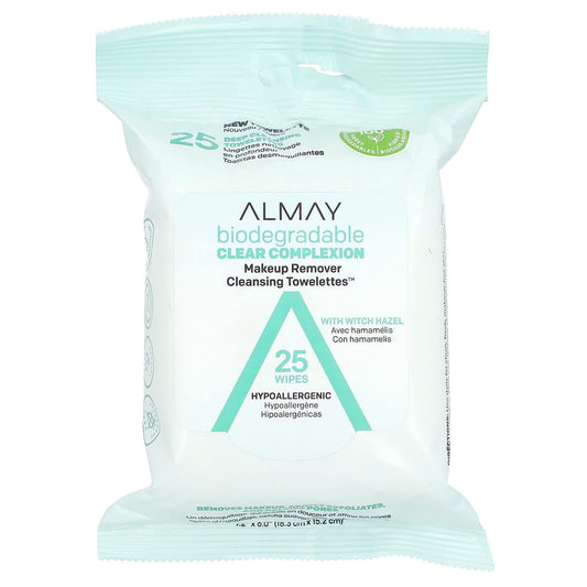 Almay Witch Hazel Makeup Remover Wipes, 25 Oil-Free, Biodegradable Cleansing Towelettes - Image 1