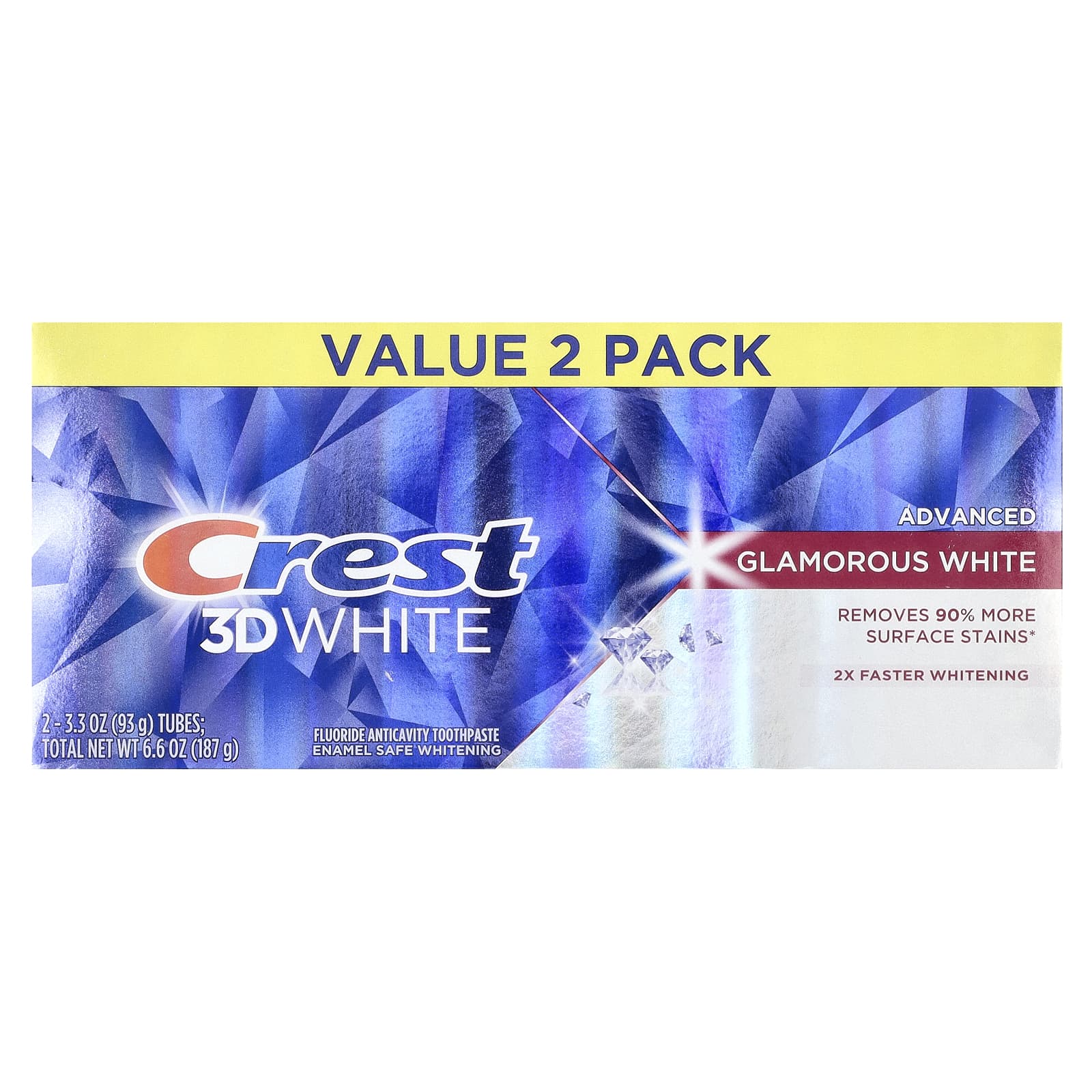 Crest 3D White Advanced Fluoride Toothpaste, 2 x 3.3 oz Tubes - Image 2