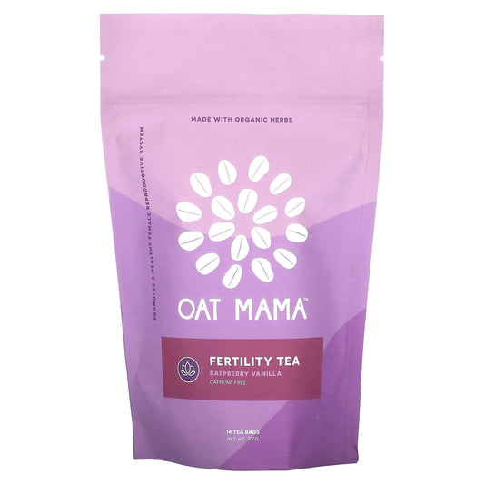 Oat Mama, Fertility Tea, Raspberry Vanilla, Caffeine Free, 14 Tea Bags, 32 g - Image 1