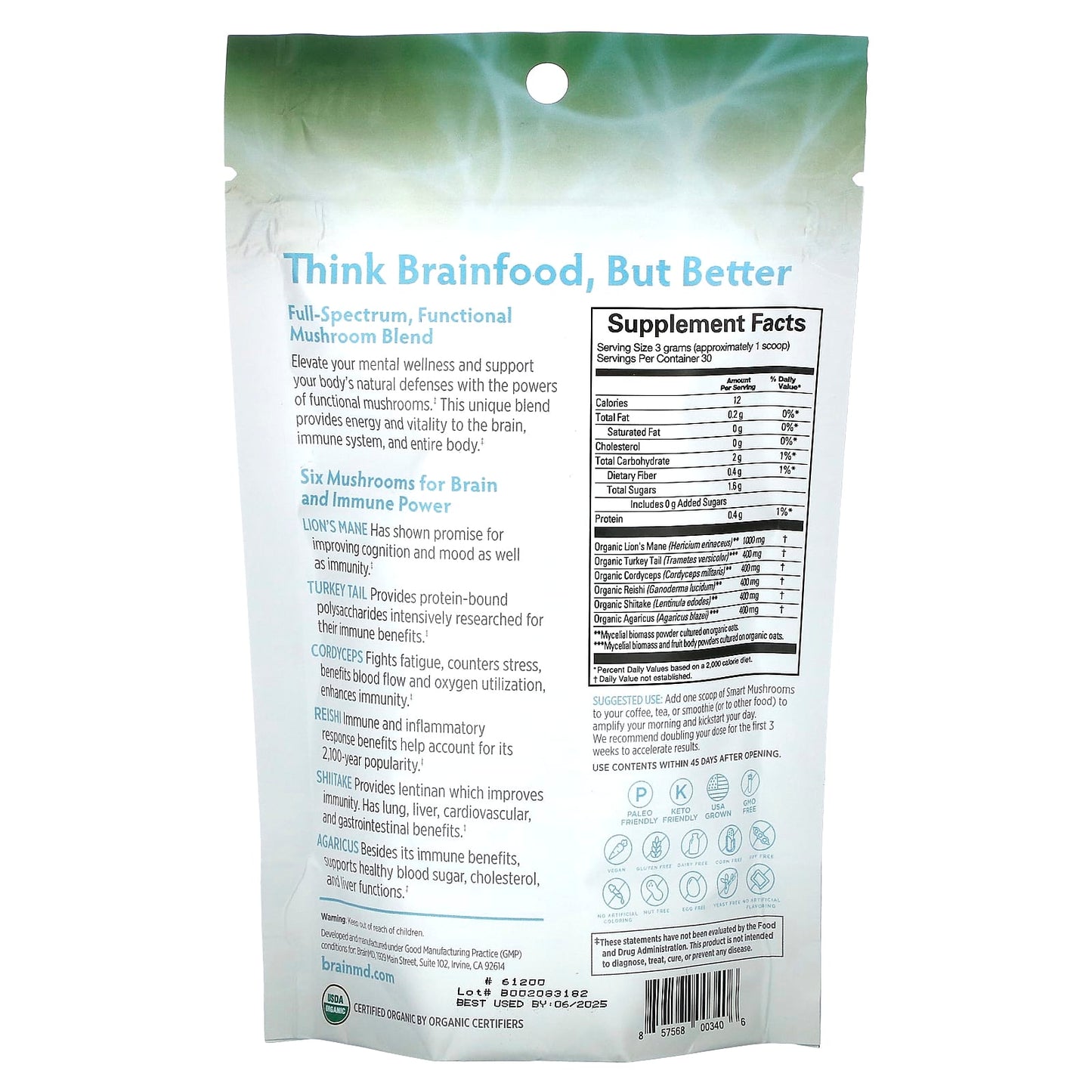BrainMD Smart Mushrooms for Mental Performance & Immune Support - Image 2