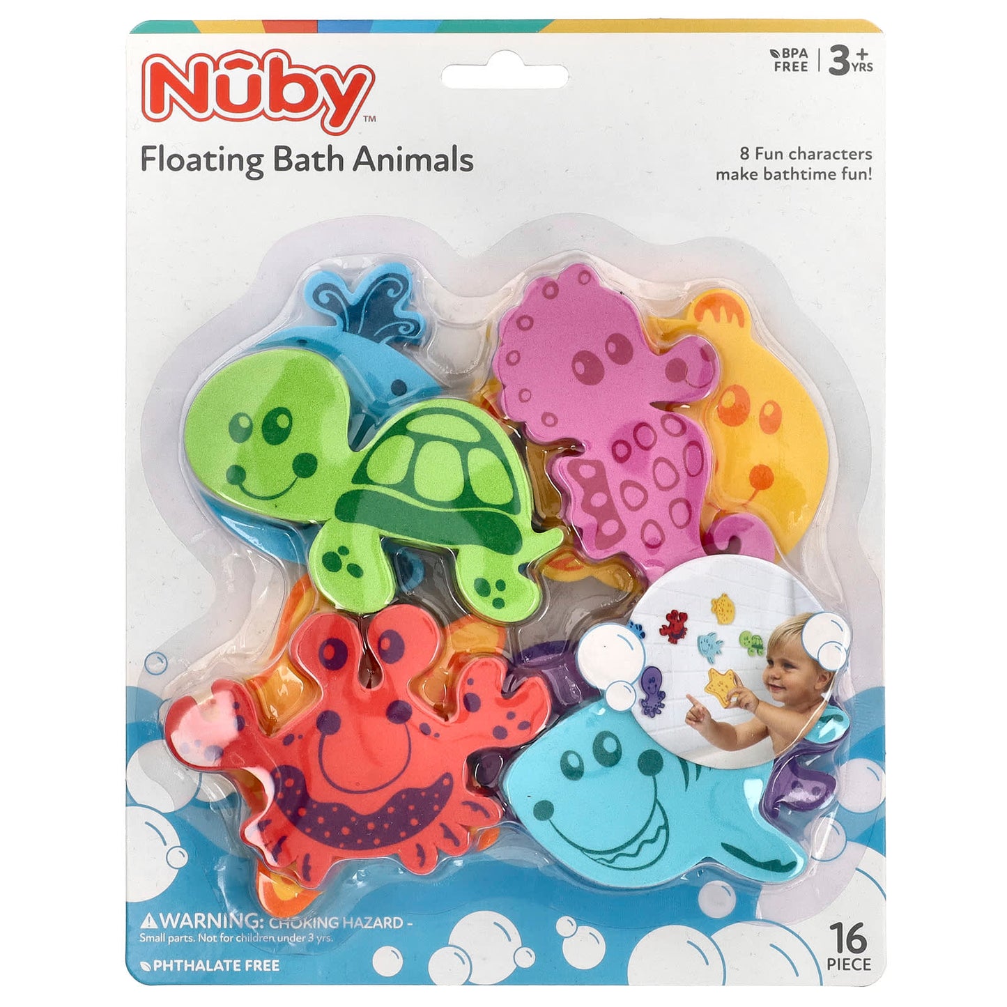 Nuby, Floating Bath Animals, 3+ Years, 16 Pieces - Image 1