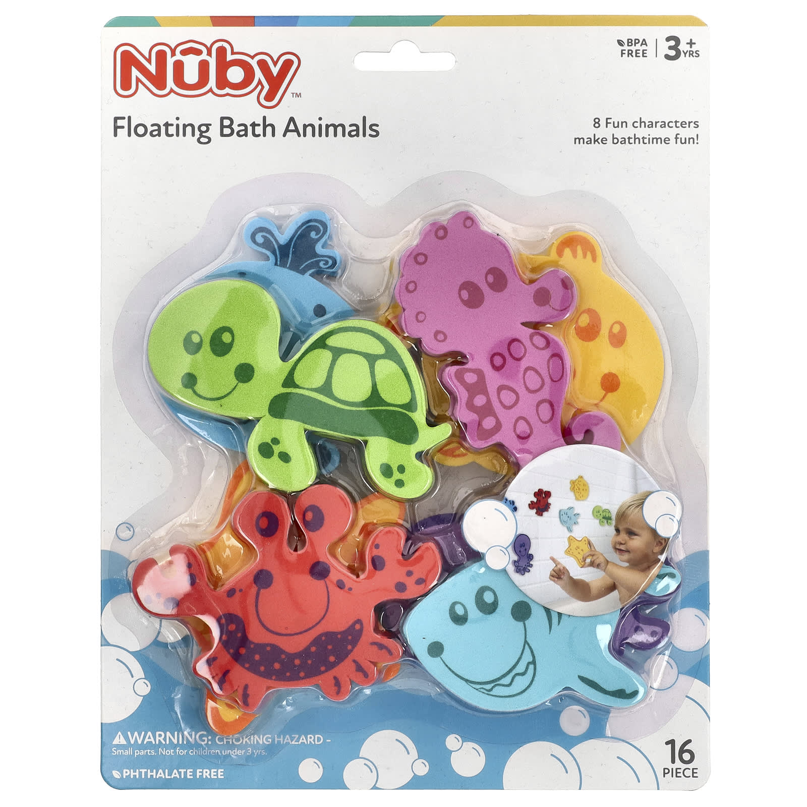 Nuby, Floating Bath Animals, 3+ Years, 16 Pieces - Image 1