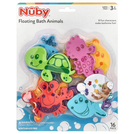 Nuby, Floating Bath Animals, 3+ Years, 16 Pieces - Image 1