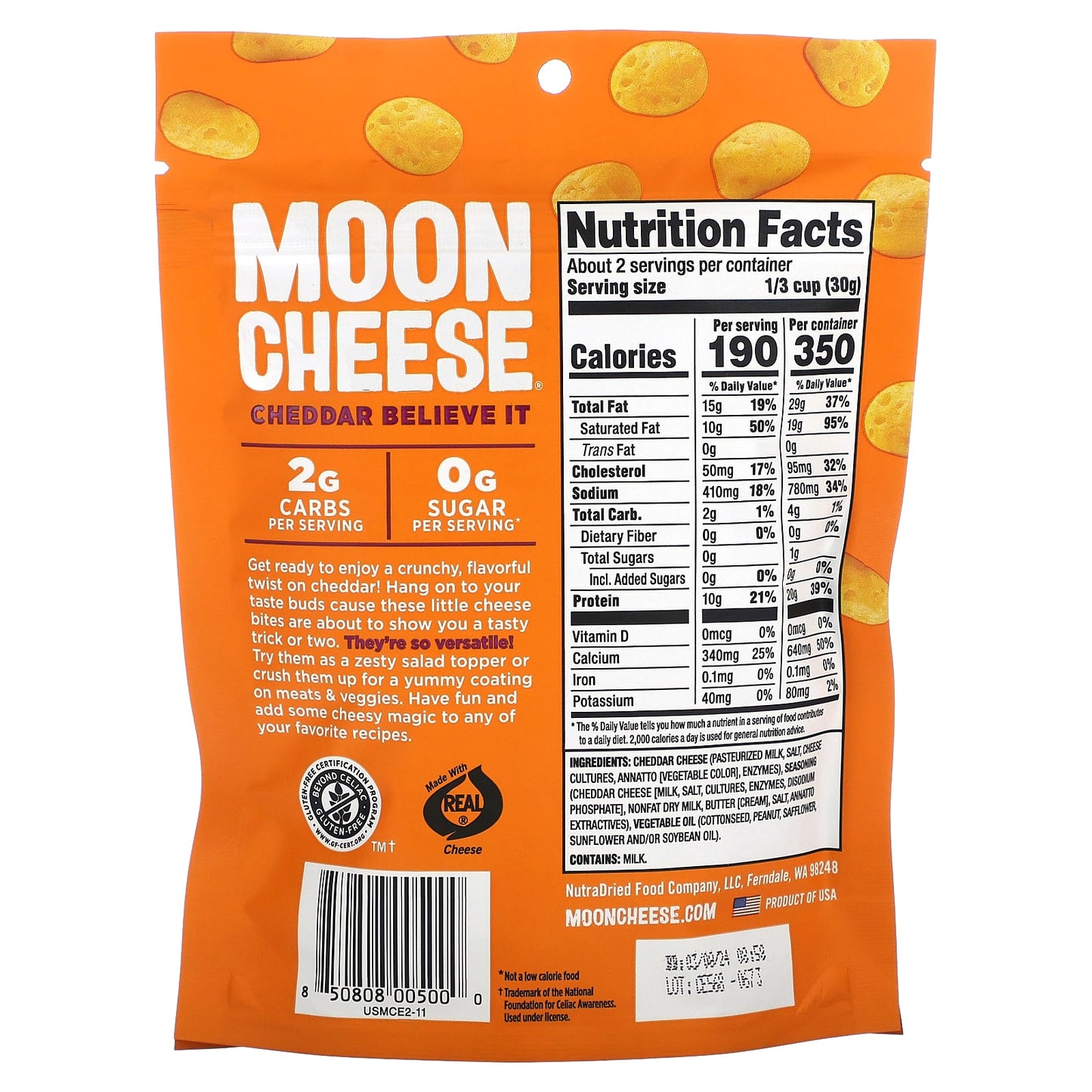 Moon Cheese, Crunchy Cheese Bites, Cheddar Believe It, 2 oz (57 g) - Image 2