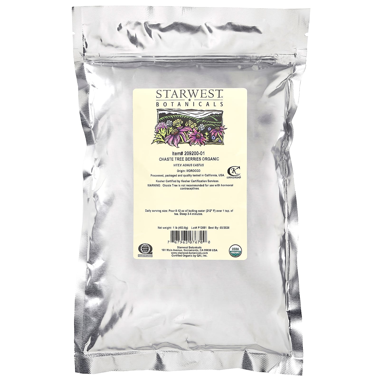 Starwest Botanicals, Organic Chaste Tree Berries, 1 lb (453.6 g) - Image 2