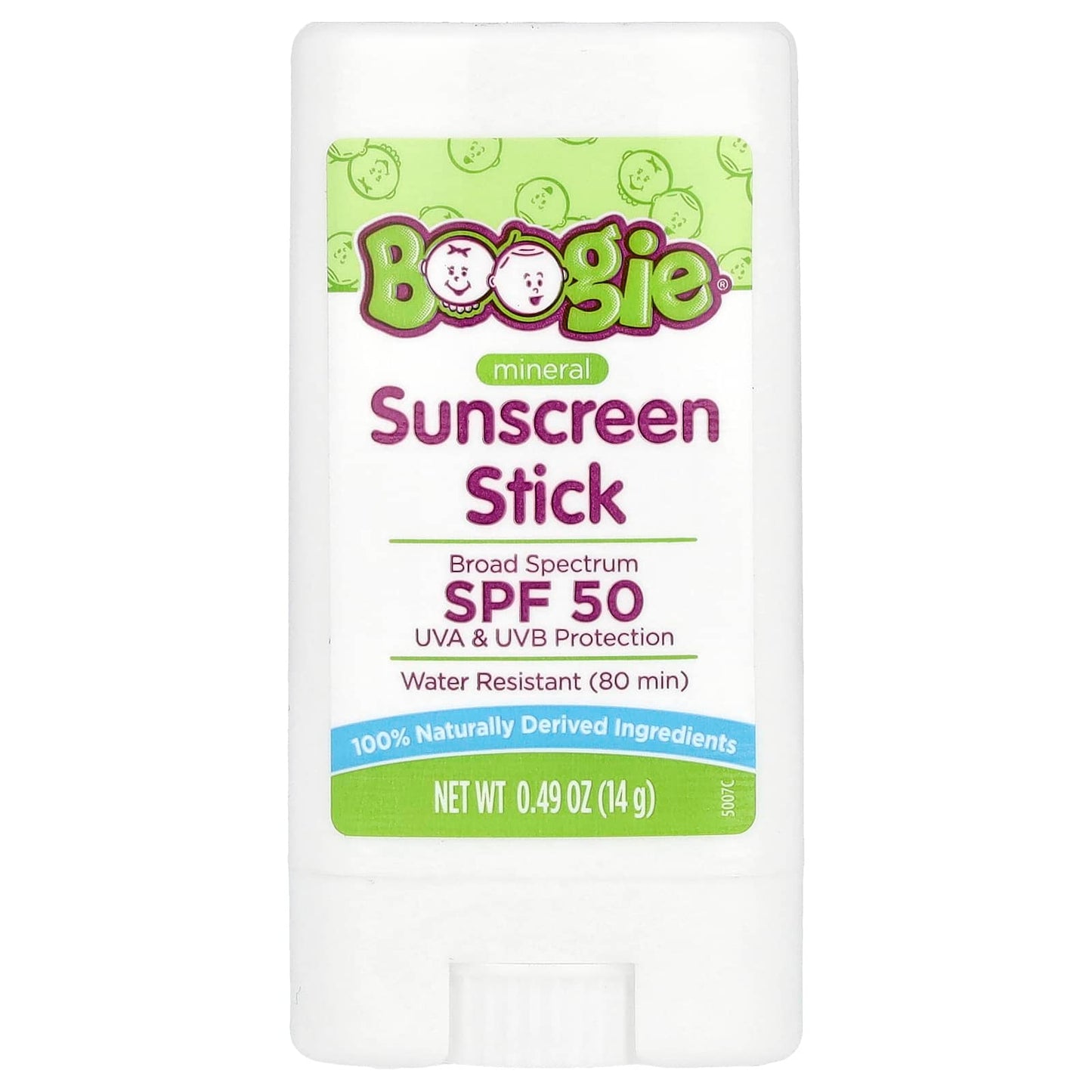Boogie Wipes Mineral Sunscreen Stick, SPF 50, 0.49 oz - Protect Sensitive Skin - Image 1