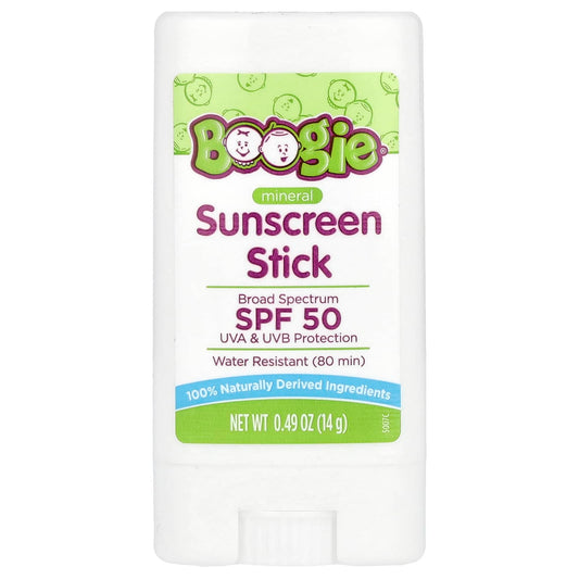 Boogie Wipes Mineral Sunscreen Stick, SPF 50, 0.49 oz - Protect Sensitive Skin - Image 1