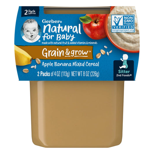 Gerber 2nd Foods Apple Banana Mixed Cereal, 4 oz, 2-Pack - Image 1