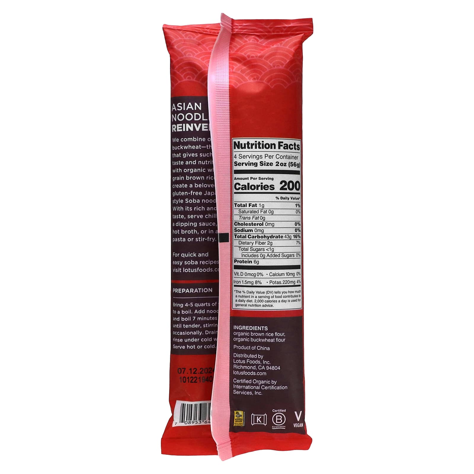 Lotus Foods, Buckwheat & Brown Soba Rice Noodles, 8 oz (227 g) - Image 2