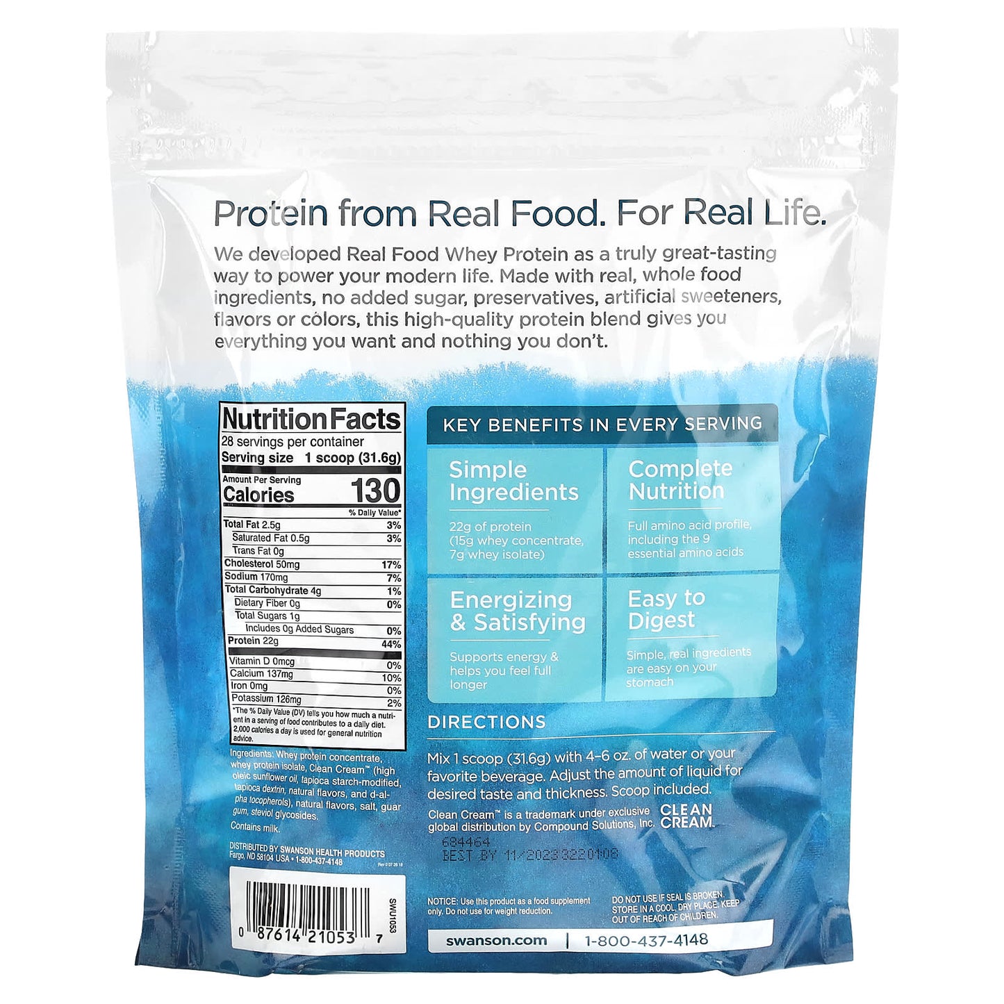 Swanson, Real Food Whey Protein, Vanilla Ice Cream, 1.95 lb (885 g) - Image 2