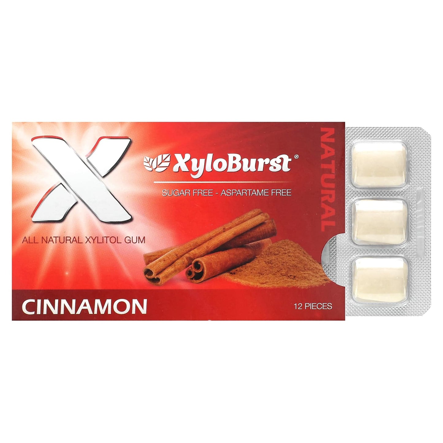 Xyloburst, Xylitol Gum, Cinnamon, 12 Pieces - Image 1