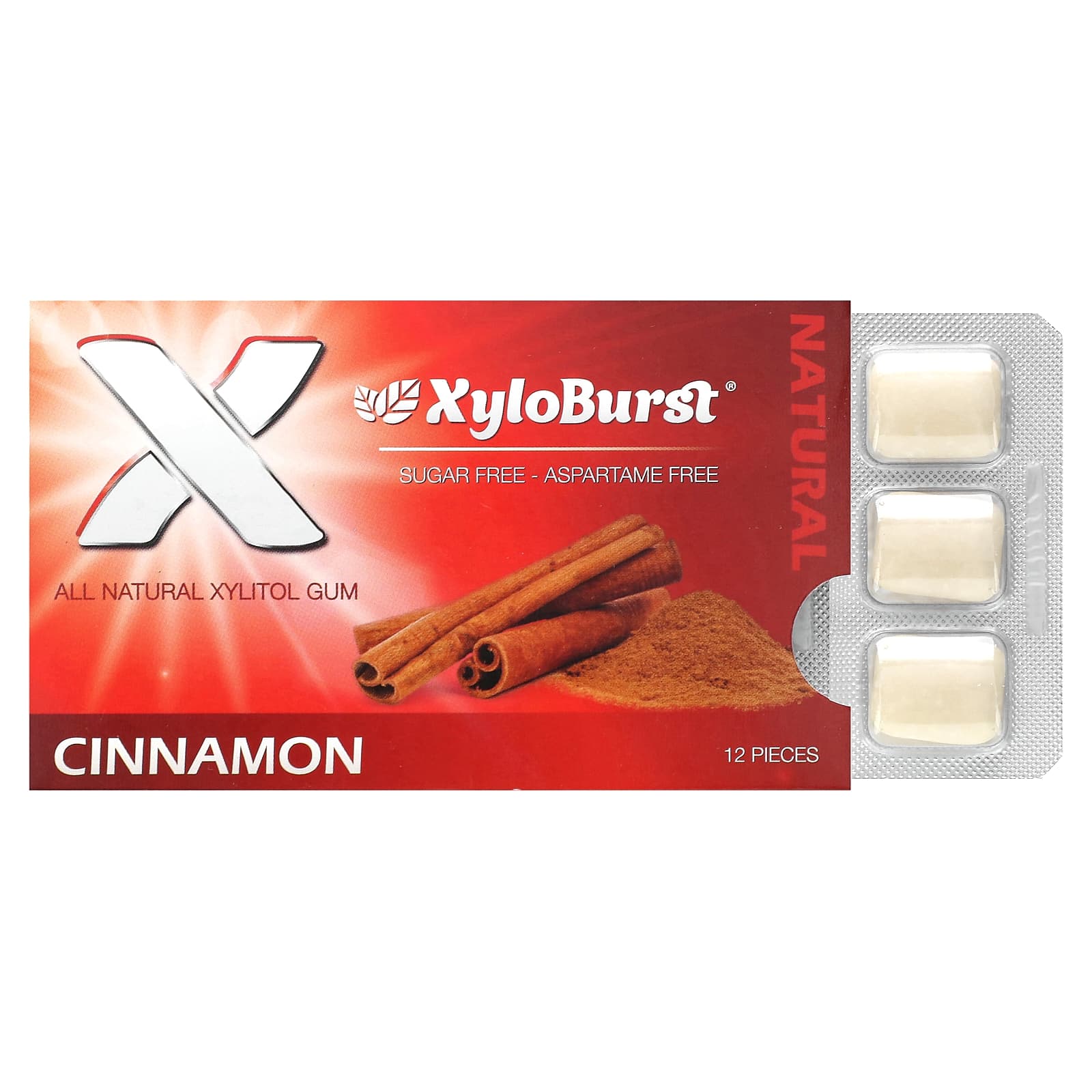 Xyloburst, Xylitol Gum, Cinnamon, 12 Pieces - Image 1