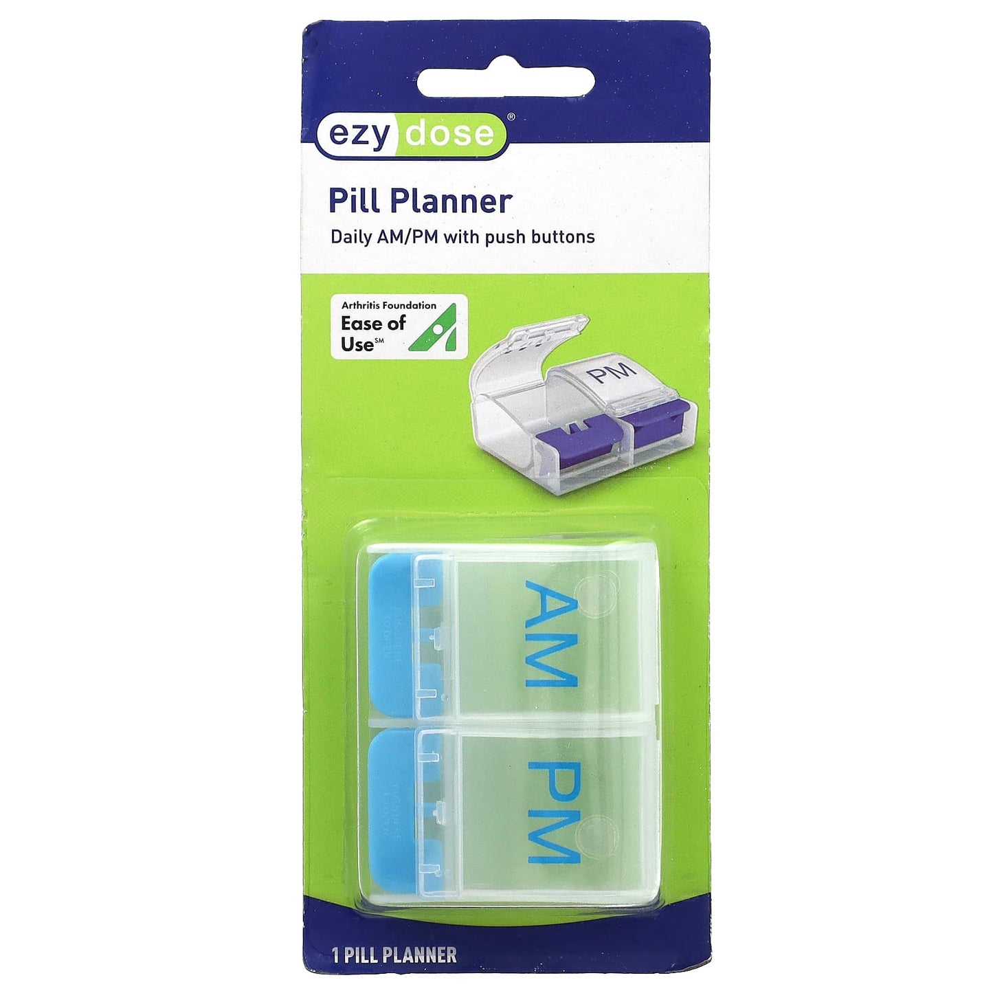 Ezy Dose Daily Pill Planner with Push Buttons for Easy Medication Management - Image 1