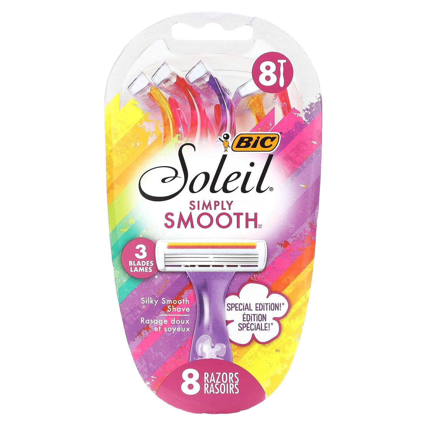 BIC Soleil Simply Smooth 3-Blade Disposable Razors, 8 Count - Image 1