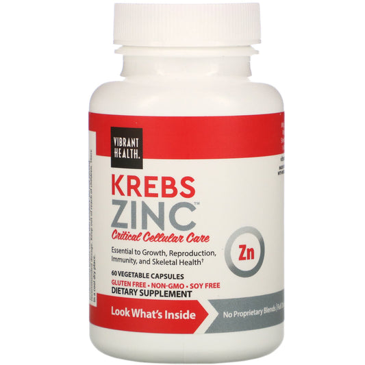 Vibrant Health, Krebs Zinc, 60 Vegetable Capsules - Image 1