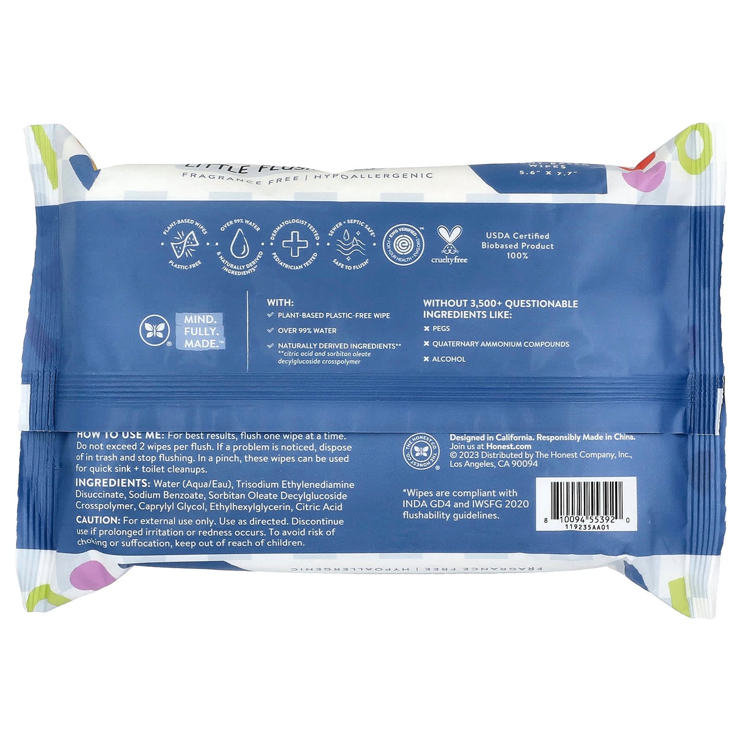 The Honest Company, Little Flushables, Fragrance Free, 42 Plant-Based Wipes - Image 2