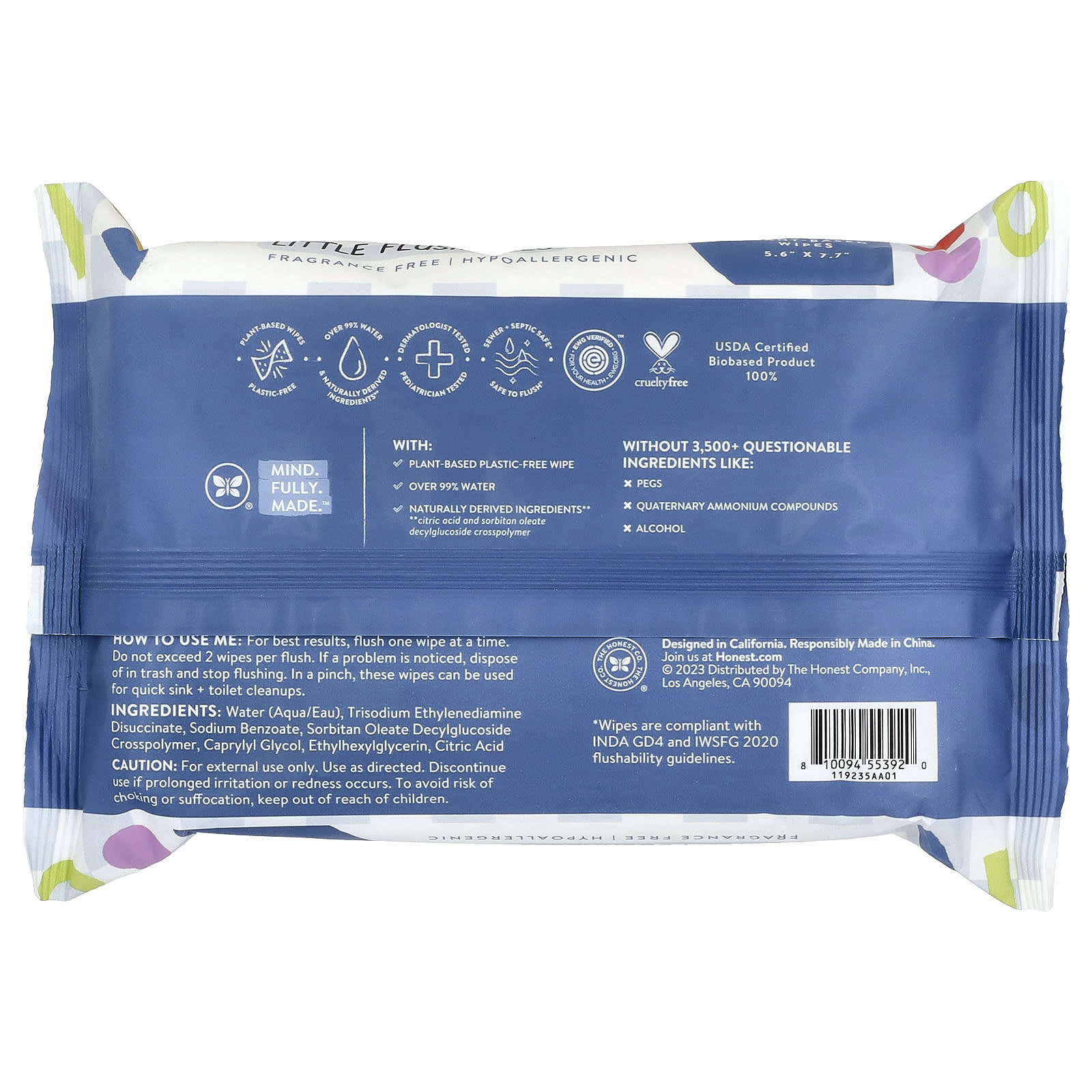 The Honest Company, Little Flushables, Fragrance Free, 42 Plant-Based Wipes - Image 2