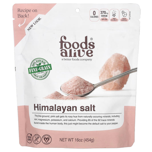 Foods Alive Himalayan Salt, Fine Ground, 16 oz - Natural, Vegan, Non-GMO - Image 1