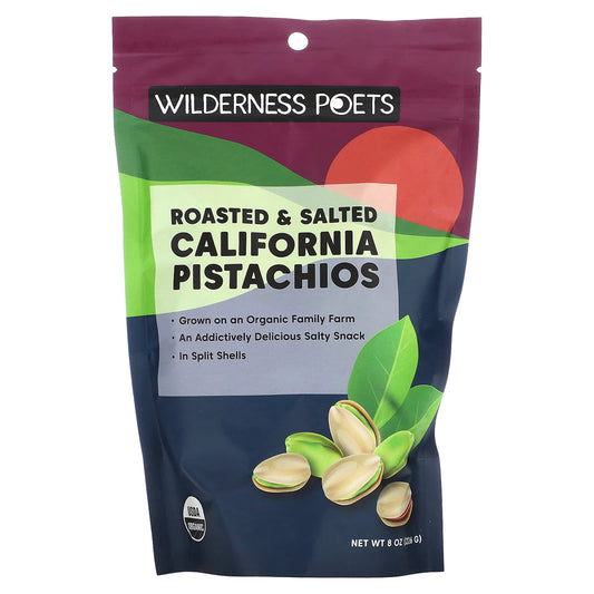 Wilderness Poets, Organic Roasted and Salted California Pistachios, 8 oz (226 g) - Image 1