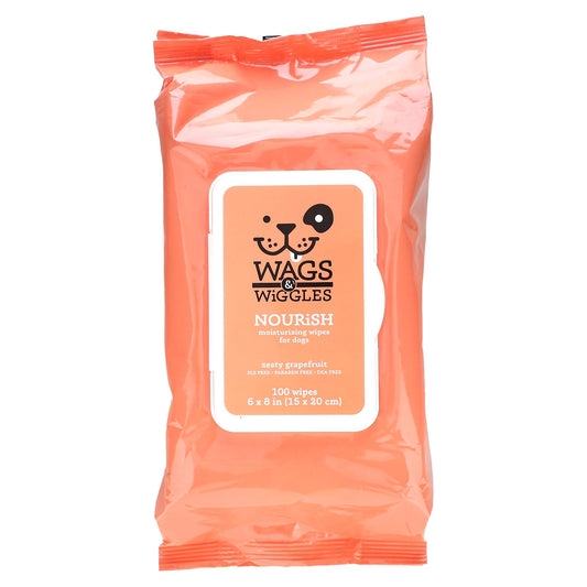 Wags & Wiggles, Nourish, Moisturizing Wipes For Dogs, Zesty Grapefruit, 100 Wipes - Image 1