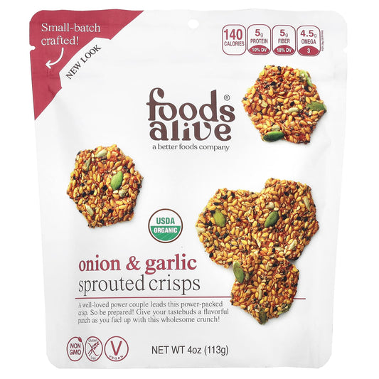 USDA Organic Sprouted Crisps with Onion & Garlic by Foods Alive - Image 1