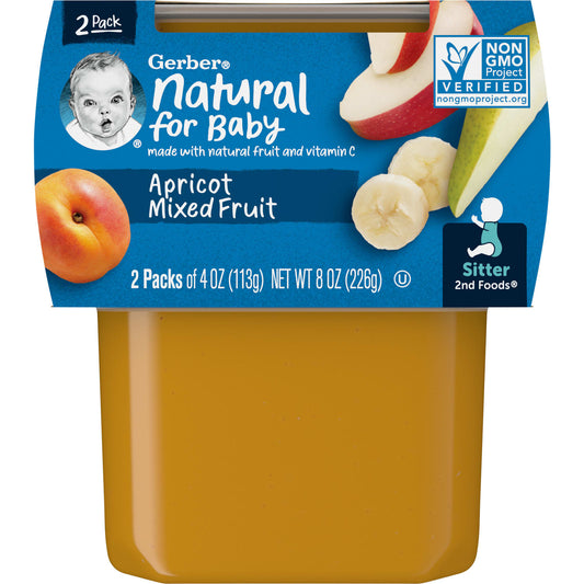 Gerber Organic Baby Food, 2nd Foods Apricot Mixed Fruit, 2-Pack, 4oz (113g) - Image 1